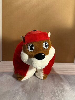 JAAG Beaver 2-in-1 Plush Pillow Red Transforming Stuffed Animal 18" Woodland